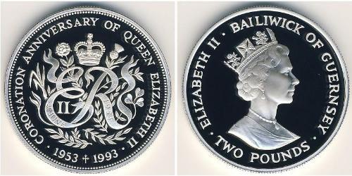 2 Pound Guernsey Argento 