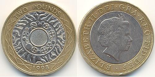 2 Pound Reino Unido (1922-) Bimetal Isabel II (1926-2022)
