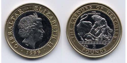 2 Pound Gibraltar Bimetall Elizabeth II (1926-2022)
