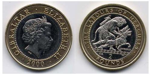 2 Pound Gibraltar Bimetall Elizabeth II (1926-2022)