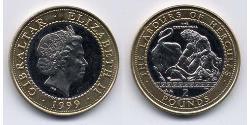 2 Pound Gibraltar (1704 - ) Bimetall Elizabeth II (1926-2022)