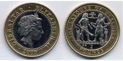 2 Pound Gibraltar (1704 - ) Bimetall Elizabeth II (1926-2022)