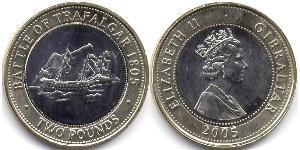 2 Pound Gibraltar (1704 - ) Bimetall Elizabeth II (1926-2022)