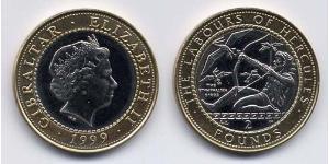 2 Pound Gibraltar (1704 - ) Bimetall Elizabeth II (1926-2022)