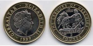 2 Pound Gibraltar (1704 - ) Bimetall Elizabeth II (1926-2022)