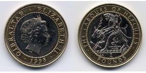 2 Pound Gibraltar (1704 - ) Bimetall Elizabeth II (1926-2022)