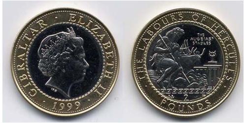2 Pound Gibraltar (1704 - ) Bimetall Elizabeth II (1926-2022)