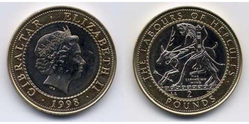 2 Pound Gibraltar (1704 - ) Bimetall Elizabeth II (1926-2022)