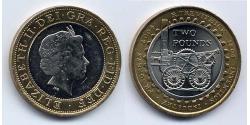 2 Pound Vereinigtes Königreich (1922-) Bimetall Elizabeth II (1926-2022)