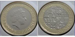 2 Pound Vereinigtes Königreich (1922-) Bimetall Elizabeth II (1926-2022)
