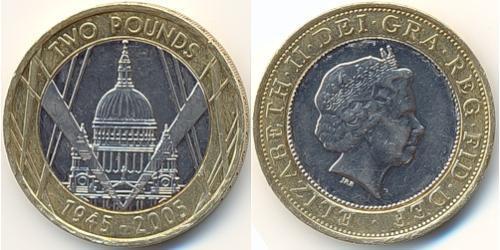 2 Pound United Kingdom (1922-) Copper/Nickel Elizabeth II (1926-2022)
