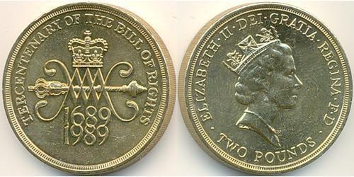 2 Pound Reino Unido (1922-) Níquel/Cobre Isabel II (1926-2022)