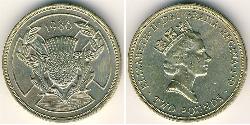 2 Pound Regno Unito (1922-) Ottone Elisabetta II (1926-2022)