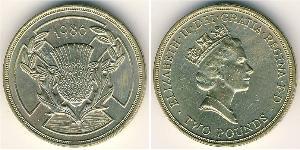 2 Pound Regno Unito (1922-) Ottone Elisabetta II (1926-2022)