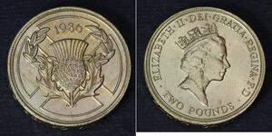 2 Pound Regno Unito (1922-) Ottone Elisabetta II (1926-2022)