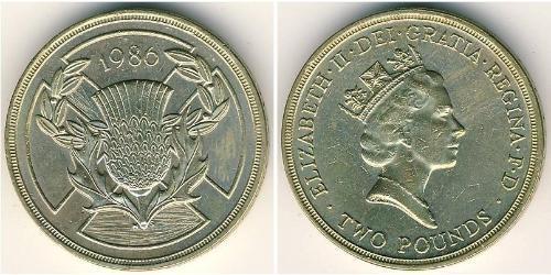 2 Pound Regno Unito (1922-) Ottone Elisabetta II (1926-2022)