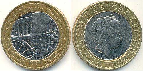 2 Pound Feriind Kiningrik (1922-)  Elizabeth II (1926-2022)
