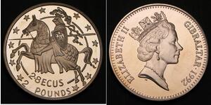 2 Pound / 2.8 Ecu Gibraltar Cuivre/Nickel Elizabeth II (1926-2022)