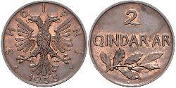 2 Qindarka Albanien Bronze 