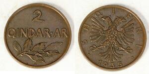 2 Qindarka Albanien Bronze 