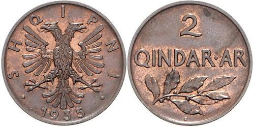 2 Qindarka Albania Bronzo 