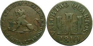 2 Quarto Gibraltar (1704 - ) Copper 