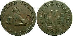 2 Quarto Gibraltar (1704 - ) Kupfer 