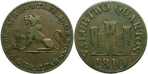 2 Quarto Gibraltar (1704 - ) Rame 