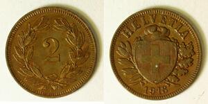 2 Rappen Schweiz Bronze 