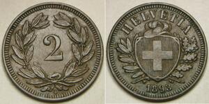 2 Rappen Switzerland Bronze 