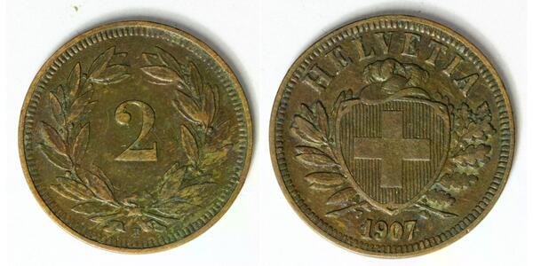2 Rappen Switzerland Bronze 