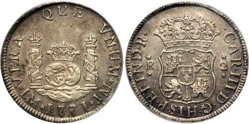 2 Real Impero spagnolo (1700 - 1808) Argento Carlo III di Spagna (1716 -1788)