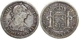 2 Real Vicereame della Nuova Spagna (1519 - 1821) Argento Carlo III di Spagna (1716 -1788)