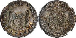 2 Real Spanish Mexico  / Kingdom of New Spain (1519 - 1821) Silver Philip V of Spain(1683-1746)
