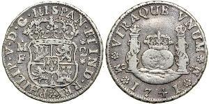 2 Real Spanish Mexico  / Kingdom of New Spain (1519 - 1821) Silver Philip V of Spain(1683-1746)