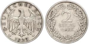 2 Reichsmark République de Weimar (1918-1933) Argent 