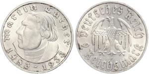 2 Reichsmark Germania nazista (1933-1945) Argento Martin Lutero
