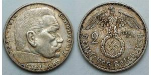 2 Reichsmark Germania nazista (1933-1945) Argento Paul von Hindenburg