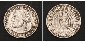2 Reichsmark Germania nazista (1933-1945) Argento Martin Lutero