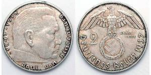 2 Reichsmark Germania nazista (1933-1945) Argento Paul von Hindenburg