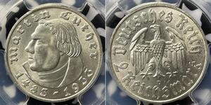 2 Reichsmark Germania nazista (1933-1945) Argento Martin Lutero