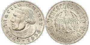 2 Reichsmark Germania nazista (1933-1945) Argento Martin Lutero