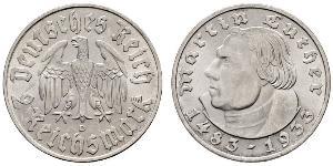 2 Reichsmark Germania nazista (1933-1945) Argento Martin Lutero