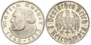2 Reichsmark Germania nazista (1933-1945) Argento Martin Lutero