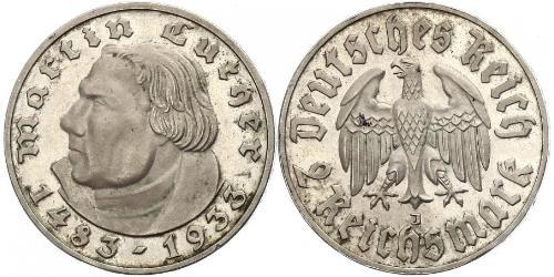 2 Reichsmark Germania nazista (1933-1945) Argento Martin Lutero