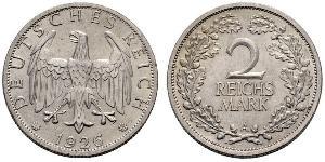 2 Reichsmark Repubblica di Weimar (1918-1933) Argento 