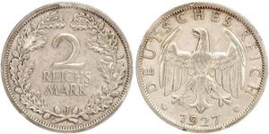 2 Reichsmark Repubblica di Weimar (1918-1933) Argento 
