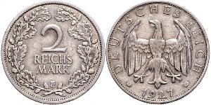 2 Reichsmark Repubblica di Weimar (1918-1933) Argento 