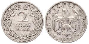 2 Reichsmark Repubblica di Weimar (1918-1933) Argento 
