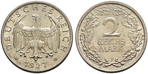 2 Reichsmark Repubblica di Weimar (1918-1933) Argento 